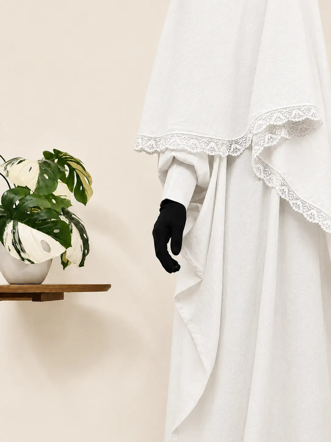 White Kaftan Abaya Khimar Set