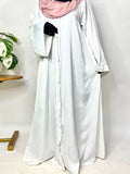 White Front Open TikTok Abaya