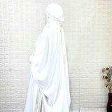 White jilbab with smocked sleeves