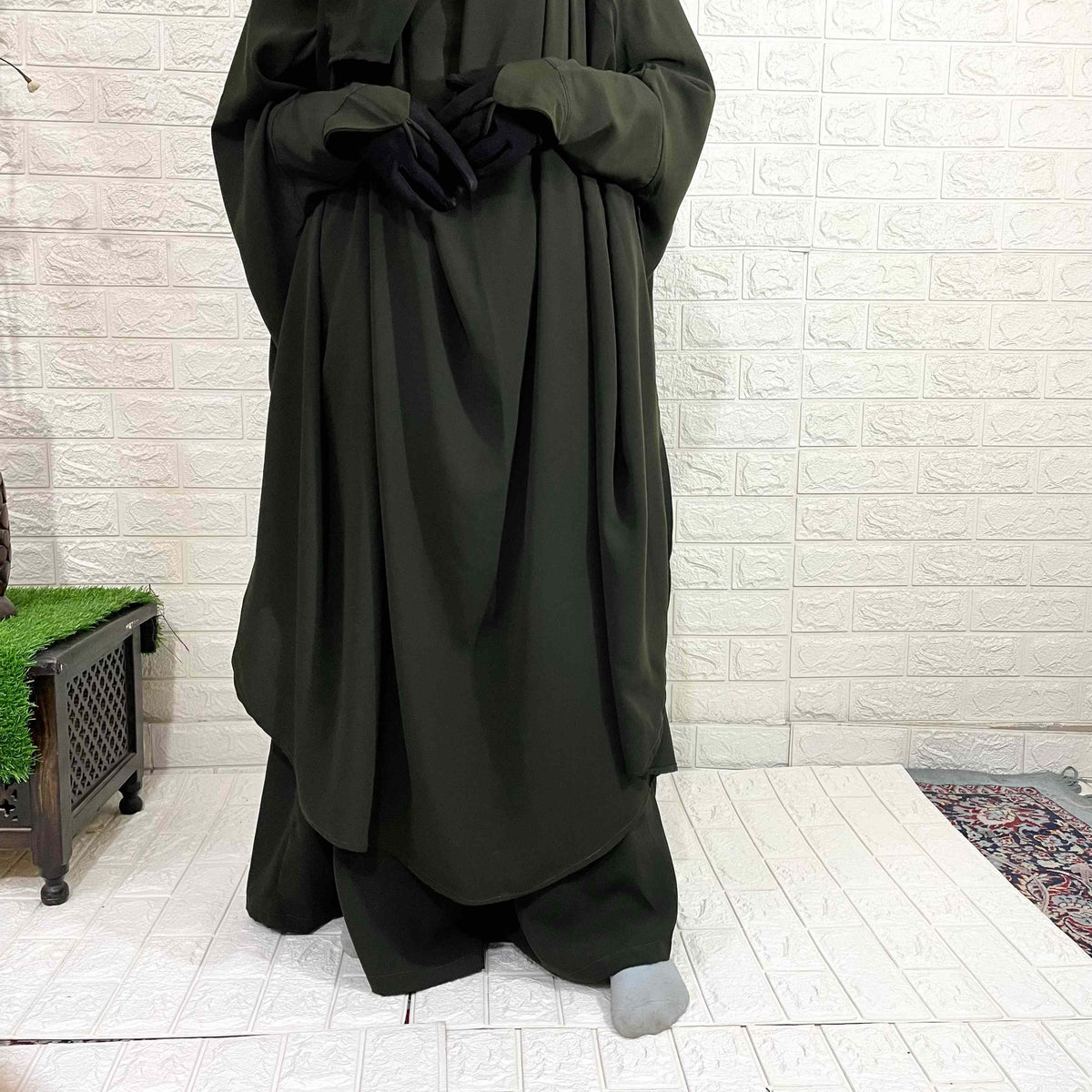 Olive Green Two Pc Jilbab With Pant